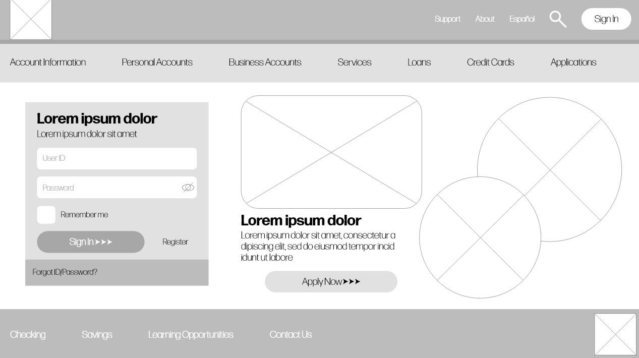 Bank Website - Wireframes (for layout approval!)